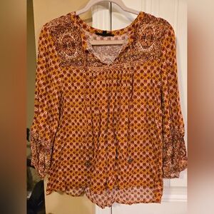 Jane Delancey Bohemian Patterned Blouse sz Large